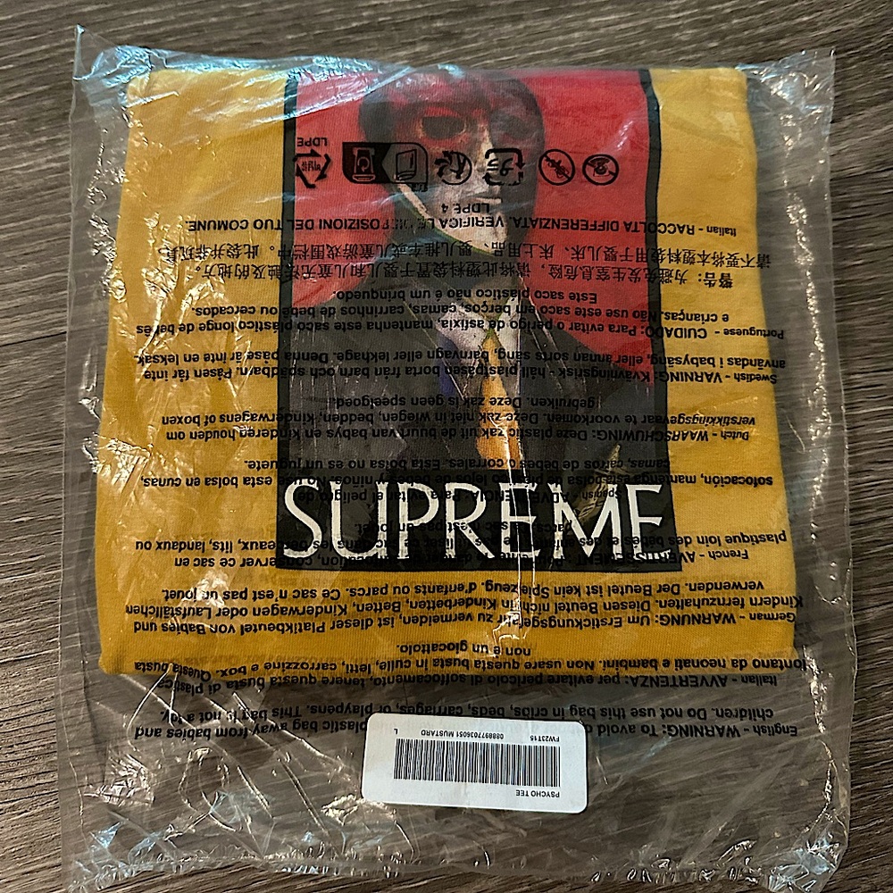 Size L - Supreme American Psycho T-Shirt Mustard Yellow [FW23]